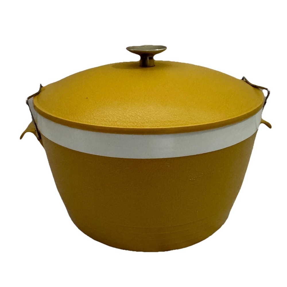 VTG Sunfrost Therm-O-Ware Bowl Lock Lid Ice Bucket Yellow‎ MCM Retro USA